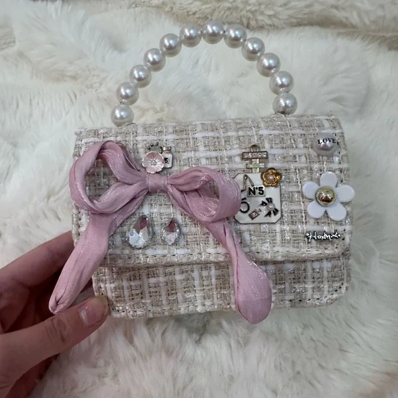 Ce Ce Co Pink mini purse with charms and pearl handle -Maisonette - Picture 8 of 9